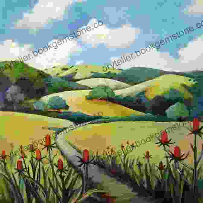 A Gouache Painting Of A Countryside With Rolling Hills, Fields Of Flowers, And Farm Animals. Painting Nature With Clare: Create Beautiful Gouache Motifs Of The Garden Countryside Sea River And Forest