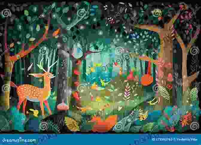 A Vibrant Painting Depicting A Whimsical Forest, Filled With Fantastical Creatures And Lush Vegetation, Inviting Viewers Into A Realm Of Imagination And Wonder, By Silly Isles Eric Campbell Silly Isles Eric Campbell