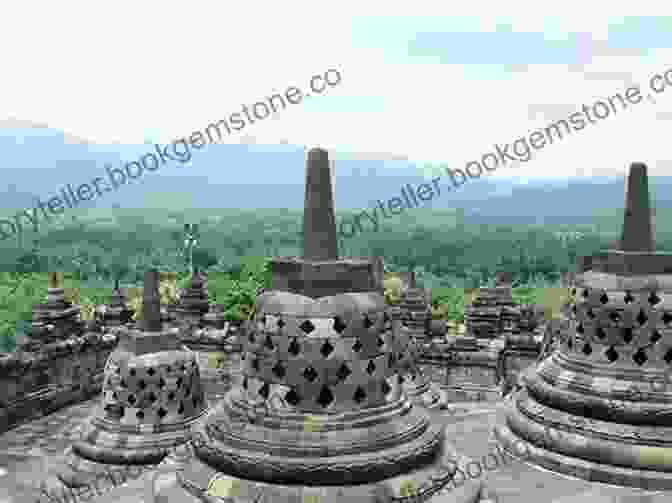Majestic View Of Borobudur Temple With Its Iconic Bell Shaped Stupas, And The Towering Spires Of Prambanan Temple In The Distance, Amidst Lush Greenery And Blue Skies. Java: Guide To Borobudur Prambanan (2024 Indonesia Travel Guide By Approach Guides)